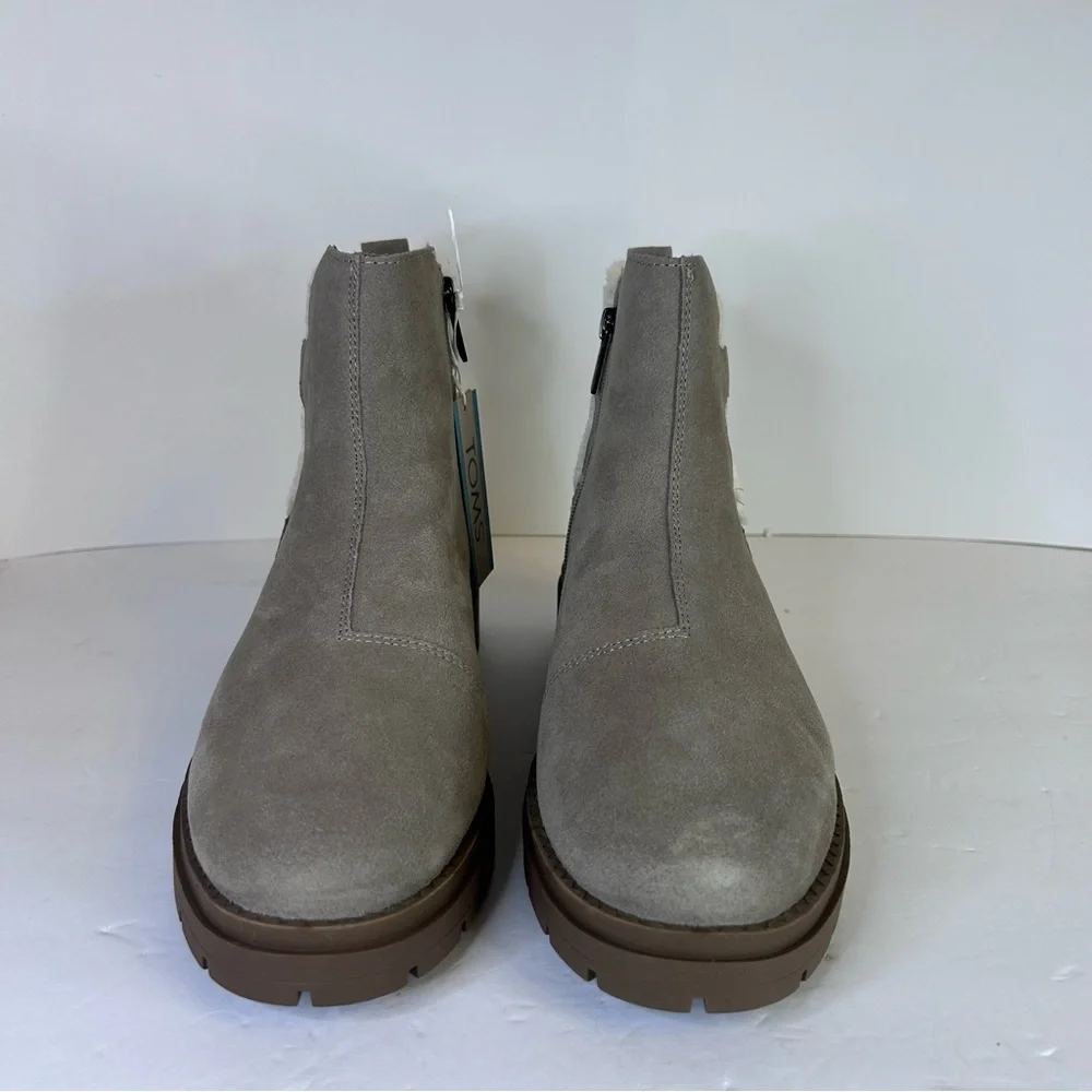 NWT TOMS Astrid Water Repellent‎ Suede Ankle Boots Dune Womens 9.5